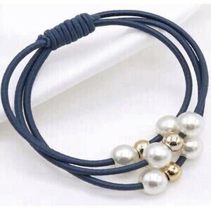 Multi-layered Wild Pearl Elastic Hair Ties Round Band Trio (Pack of 3)